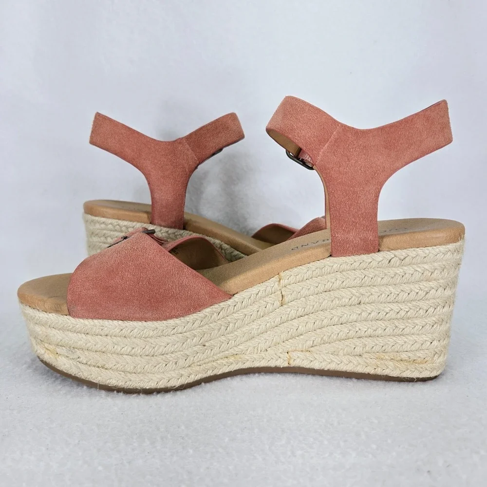 Lucky Brand Espadrille Womens 8 Pink Naveah Platform Wedge Sandals Hemp BOHO
